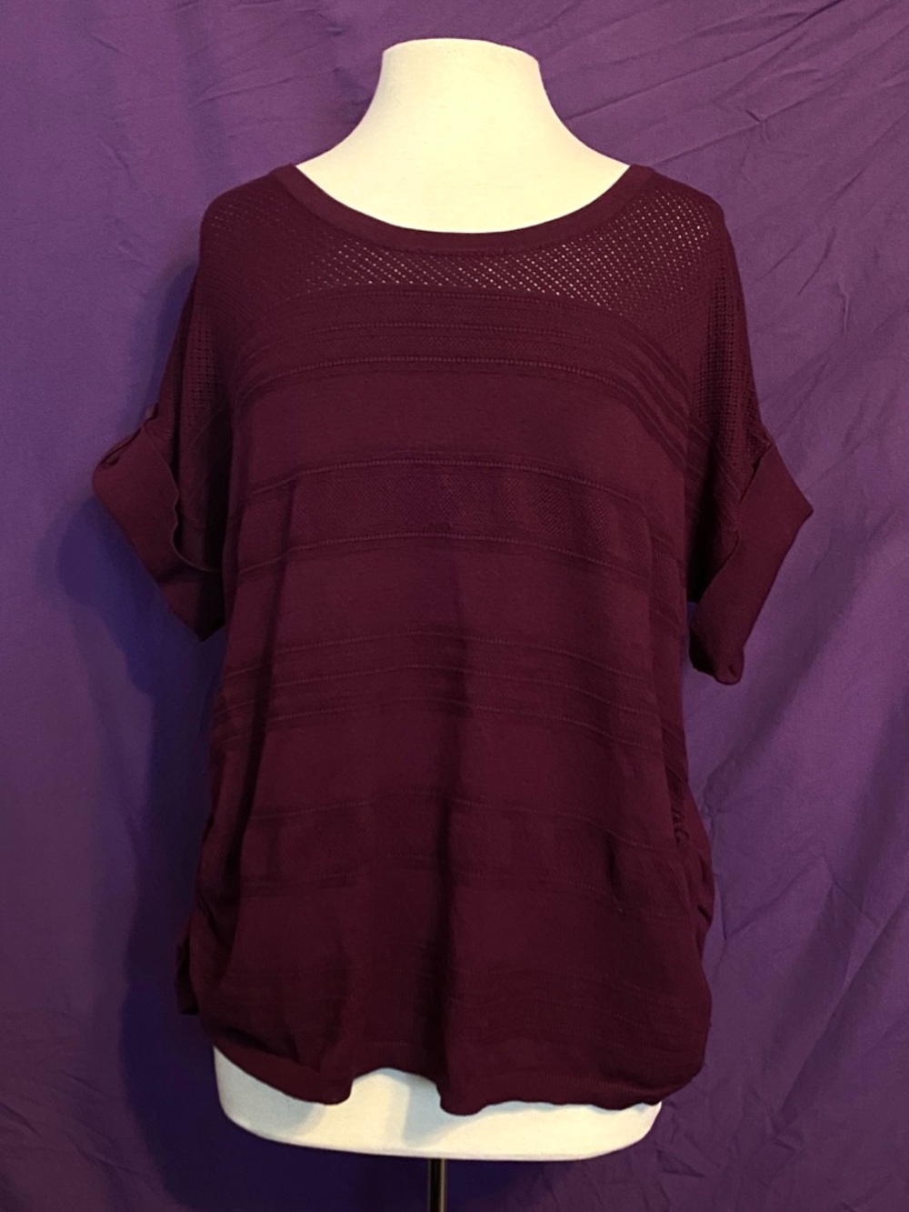 Lane Bryant Short-Sleeve Knit Top in Plum. Size 18/20.